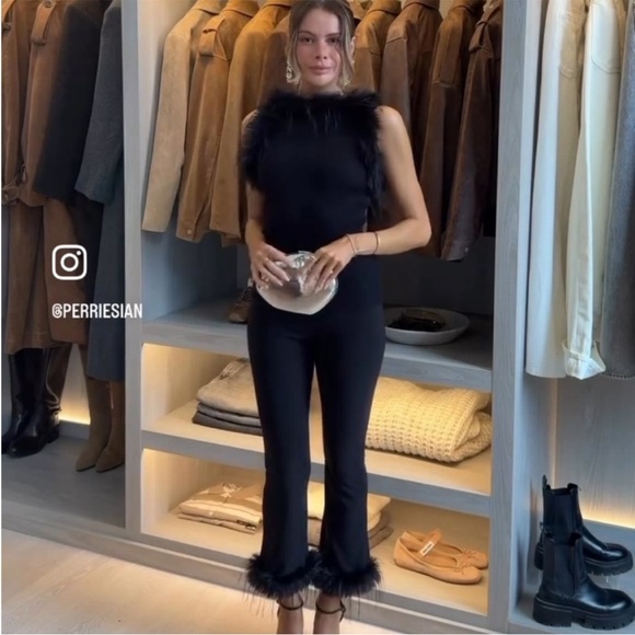 ZARA FLARE PANTS WITH FAUX FUR HEM - Picture 7 of 14